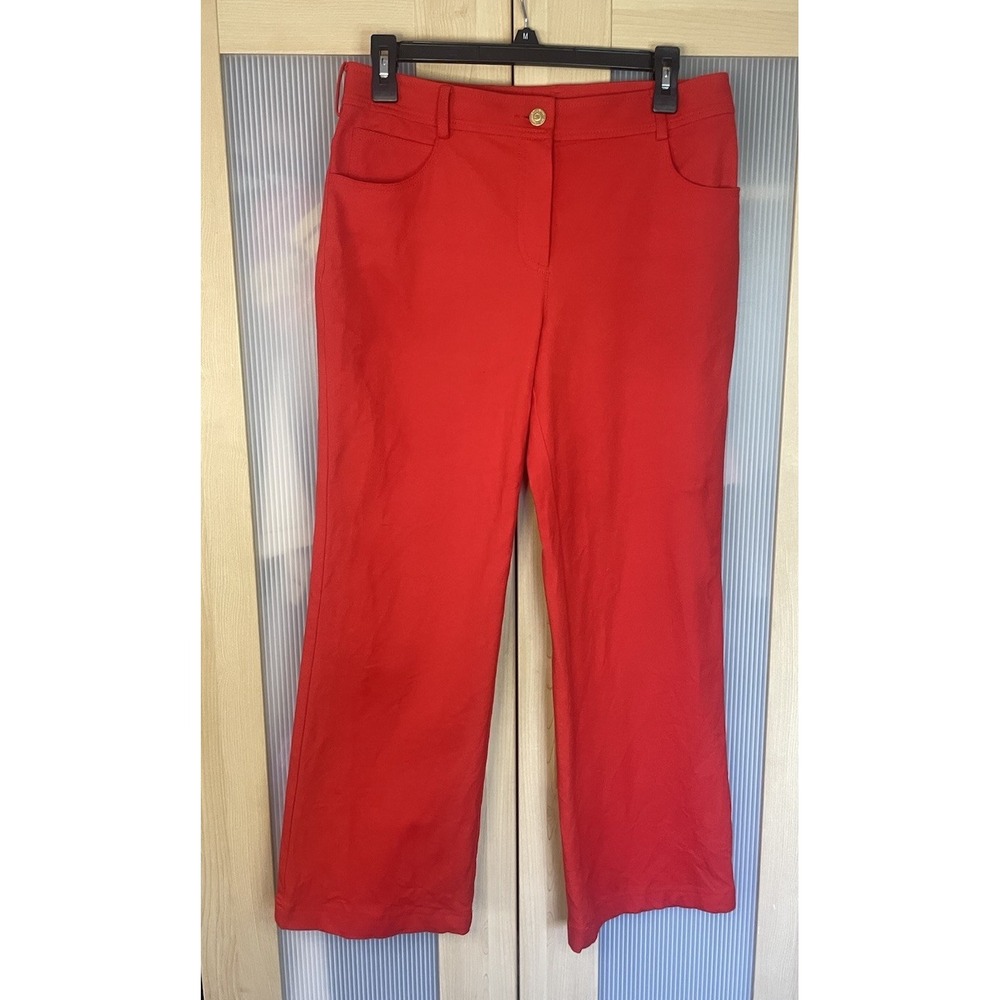 St John Women Pants Red Ankle Straight Trouser Designer USA Sz 6 Preppy Jeans‎